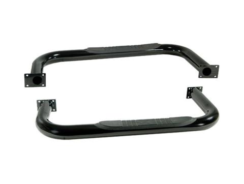 Tube Side Step Kit Round 3 Inch Gloss Black 87-95 Jeep Wrangler YJ Rugged Ridge