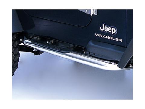 Tube Side Step Kit Round 3 Inch Stainless Steel 97-06 Wrangler TJ Rugged Ridge