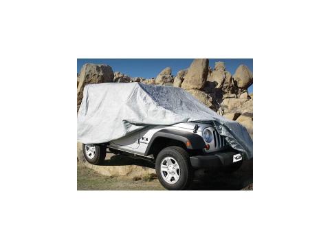 4-Layer Breathable Full Car Cover with Lock, Cable & Storage Bag for 2004-2006 Jeep Wrangler LJ (TJ Unlimited), Grey Rampage