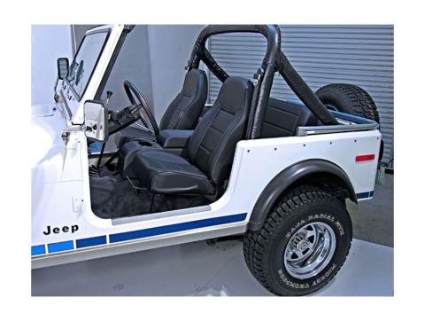 Seat High-Back Front No-Recline Black Denim 76-02 CJ/Wrangler Rugged Ridge