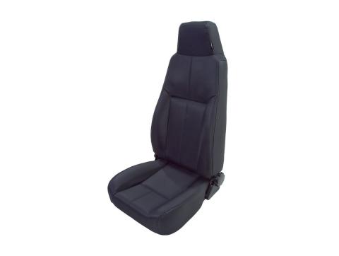 Seat High-Back Front Reclinable Late Model Headrest Black Denim 76-02 CJ/Wrangler Rugged Ridge