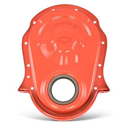 Engine Timing Chain Cover Chevy Orange Steel Chevy/Bowtie Logo Chevy Big Block 396 to 454 V8 Engines 1965 to 1990 Proform