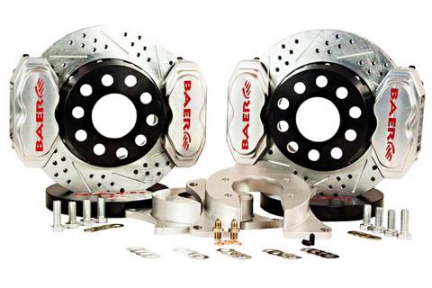 Brake System 11 Inch Rear SS4+ 1.75 Inch Pistons Deep Stage 4-Caliper Clear Ford 9 Inch Big Bearing BAER Brakes