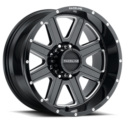 Aluminum Wheels 16x8 Hostage 940M Milled Gloss Black 0 Offset 8 on 165.1 Bolt Pattern 125.2 Bore Raceline