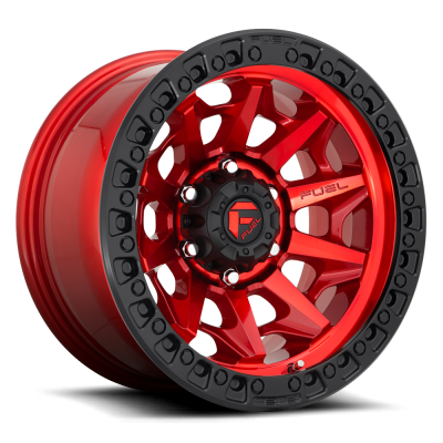 Aluminum Wheels 18X9 Covert D695 8 On 170 Candy Red Black Bead Ring 125.1 Bore 1 Offset Multi Spoke Fuel Off Road Wheels