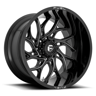 Aluminum Wheels 24X14 Runner D741 8 On 180 Gloss Black Milled 124.3 Bore -75 Offset Fuel Off Road Wheels