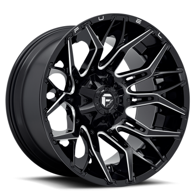 Aluminum Wheels 22X10 Twitch D769 8 On 170 Gloss Black Milled 125.1 Bore -18 Offset Fuel Off Road Wheels