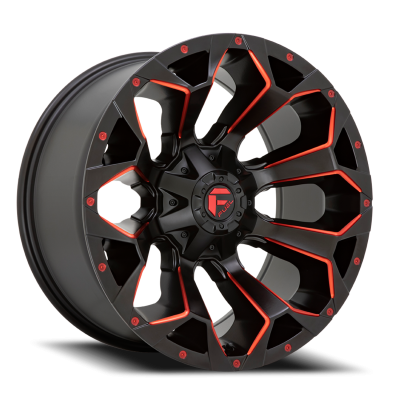 Aluminum Wheels 20X10 Assault D787 8 On 165.1 Matte Black Milled Red Tint 125.1 Bore -18 Offset Fuel Off Road Wheels