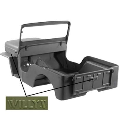 Body Kit Steel Includes Body w/Fenders/Hood w/Willys Script/Windshield And Tailgate w/Willys Script Willys Stamped Licensed Mopar Restoration Product Replaces OE 693197 OMIX