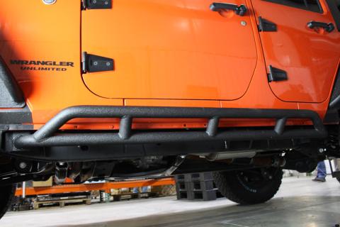 Jeep JK Rock Sliders 2 Door 07-18 Wrangler JK Unlimited Steel Black Textured Powdercoat Fishbone Offroad