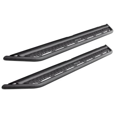 Dominator Xtreme D6 SideSteps Cab Length Body Mount Rock Slider with a wide step With Frame Mounted Bracket Kit Textured Black 2018-2026 Jeep Wrangler Go Rhino