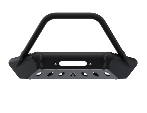 07-Up Jeep Wranger/Gladiator High Clearance Front Bumper With Hoop Powdercoat Black Steel