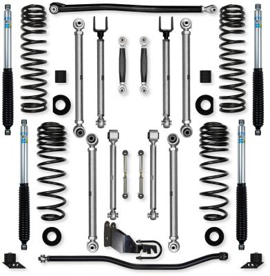 2.5 Inch X-Factor PRO No Limits Mid-Arm Suspension System for Jeep Wrangler JLU 4XE Models With Bilstein Shocks Rock Krawler