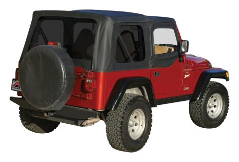 Black OEM Replacement Soft Top for 1997-06 TJ Wrangler w/ Soft Upper Doors Black Denim RT Off Road