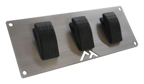 Stainless Steel Switch Plate w/ 3 Rocker Switches for Universal Applications RT Off Road