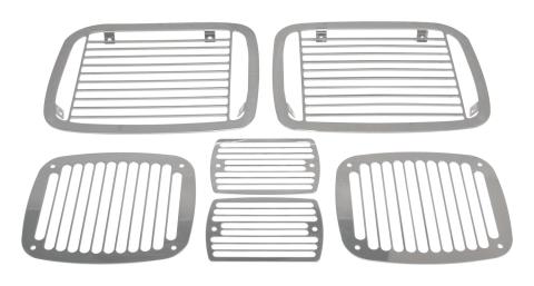 Headlight / Tail Light Guard Set 1987-1995 YJ Wrangler Billet Stainless Steel RT Off Road