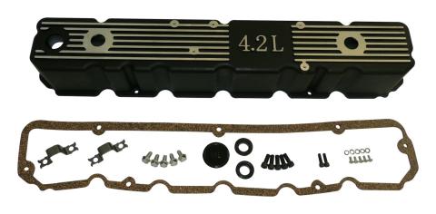 Black Aluminum Valve Cover Kit for 81-86 Jeep CJs, SJ, J-Series w/ 4.2L Engine RT Off Road