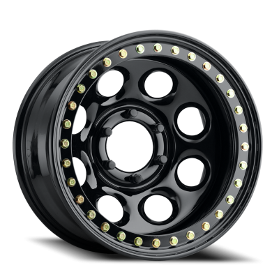Aluminum Wheels 17x8 Rock 8 RT81 Gloss Black Beadlock Offset 5 on 139.7 Bolt Pattern 107.95 Bore Raceline