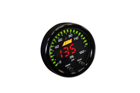 X-Series Fluid Pressure Gauge Kit 0-150psi/0-10bar Black Bezel and Black Faceplate AEM Electronics