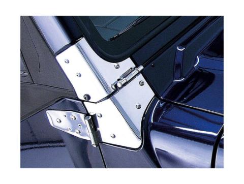 Windshield Hinge Kit Stainless Steel 97-06 Jeep Wrangler TJ Rugged Ridge