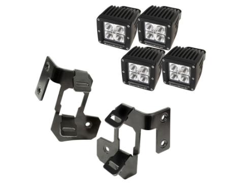 Light Mount Kit A-Pillar Semi-Gloss Black Square LED 07-18 JK/JKU Rugged Ridge