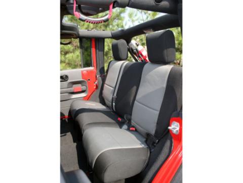 Seat Cover Rear Neoprene Black/Gray 07-18 Jeep Wrangler JKU Rugged Ridge