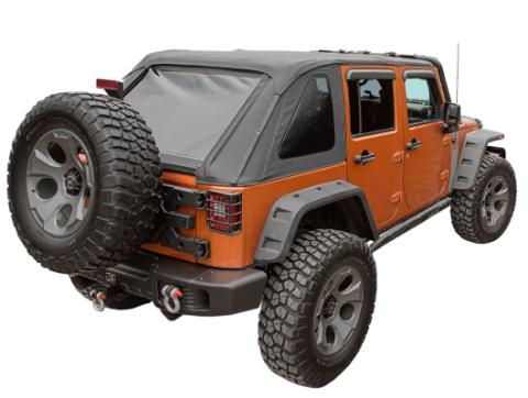 Bowless Soft Top Black Diamond 07-18 Jeep Wrangler JKU 4 Door Rugged Ridge