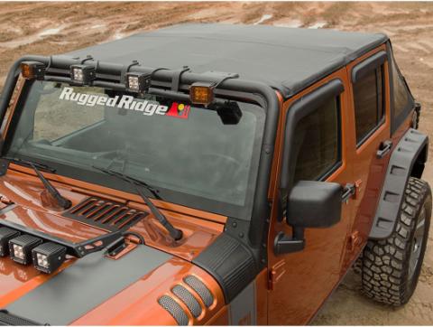 Bowless Soft Top Black Diamond 07-18 Jeep Wrangler JKU 4 Door Rugged Ridge