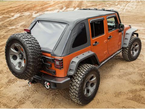 Bowless Soft Top Black Diamond 07-18 Jeep Wrangler JKU 4 Door Rugged Ridge