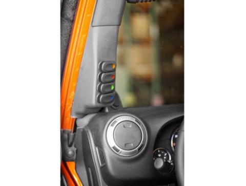 Switch Pod Kit A-Pillar Black LHD 07-10 Jeep Wrangler JK Rugged Ridge