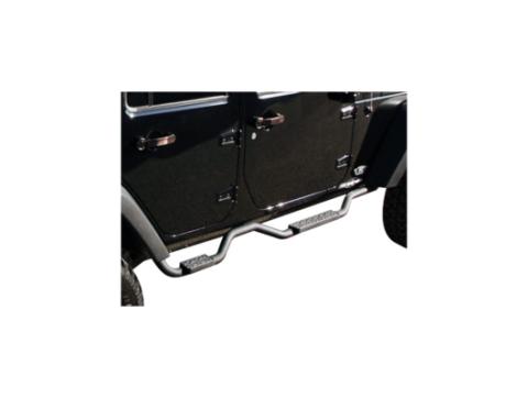Slimline 2 Inch Drop Step Side Bars for 2007-2018 Jeep Wrangler JK Unlimited 4-Door, Textured Black Rampage