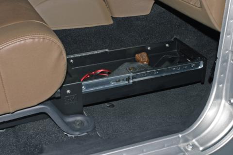 Front Passenger Side Underseat Drawer - 07-18 Wrangjer JK  4-Door 2-Door w/o Flip Seat Black Tuffy Security Products