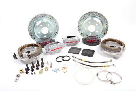 Brake System 12 Inch Rear SS4 with Park Brake Silver Buick/Olds/Pontiac 10/12 Bolt W/Flush Mount Bearing BAER Brakes