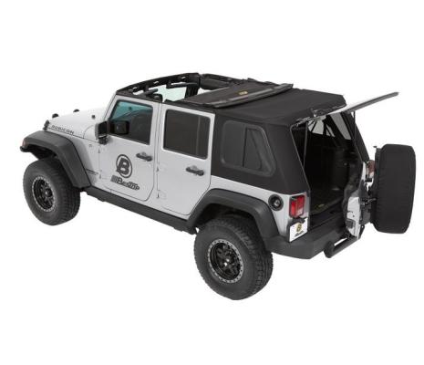 Trektop Pro Hybrid Slantback Soft Top For Jeep 2007-2018 Wrangler JK 4 Door Black Bestop
