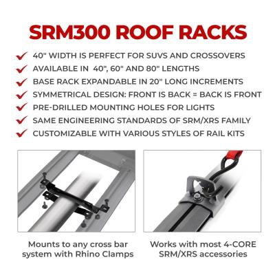 SRM300 Hot Rod Rail Kit for 80 Inch Long Rack Textured Black Go Rhino
