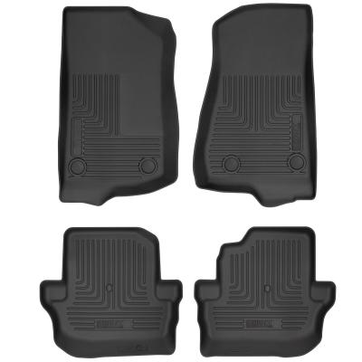 Weatherbeater Front &amp; 2nd Seat Floor Liners For 18-Present Jeep Wrangler JL 4 Does Not Fit 4XE models Husky Liners
