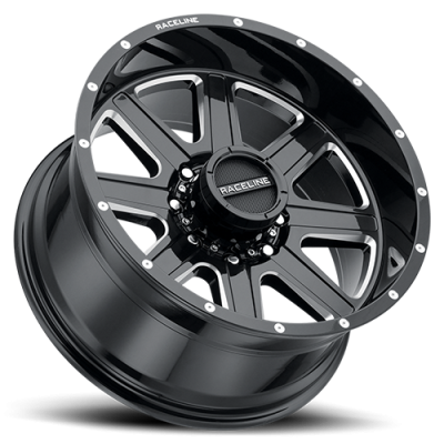 Aluminum Wheels 17x9 Hostage 940M Milled Gloss Black 12 Offset 8 on 165.1 Bolt Pattern 125.2 Bore Raceline