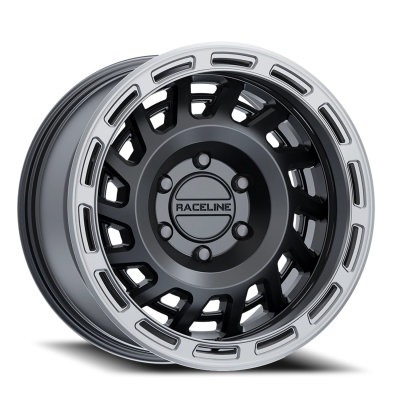 Aluminum Wheels 17x8.5 Halo 957BS Satin Black Silver Ring 0 Offset 6 on 135 Bolt Pattern 87.1 Bore Raceline