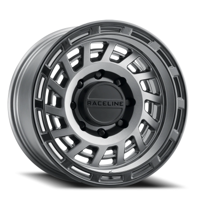 Aluminum Wheels 17x8.5 Halo 957GB Gunmetal Gray Black Ring 0 Offset 6 on 139.7 Bolt Pattern 106.1 Bore Raceline