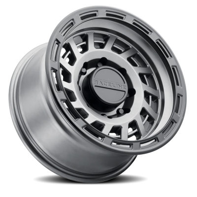 Aluminum Wheels 17x8.5 Halo 957GB Gunmetal Gray Black Ring 0 Offset 6 on 139.7 Bolt Pattern 106.1 Bore Raceline
