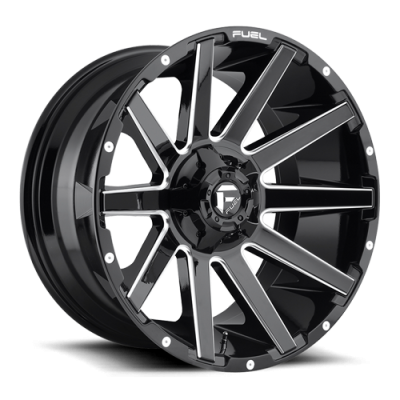 Aluminum Wheels 22X10 Contra D615 8 On 180 Gloss Black Milled 124.3 Bore -18 Offset Multi Spoke Fuel Off Road Wheels