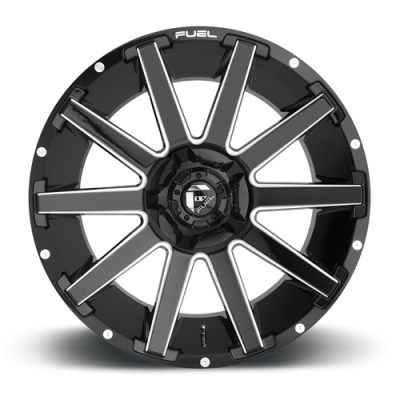 Aluminum Wheels 24X12 Contra D615 5 On 139.7/5 On 150 Gloss Black/Milled 110.3 Bore -44 Offset Multi Spoke Fuel Off Road Wheels