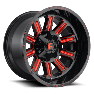 Aluminum Wheels 18X9 Hardline D621 6 On 135/6 On 139.7 Gloss Black/Candy Red 106.1 Bore 2 Offset Fuel Off Road Wheels