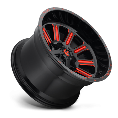 Aluminum Wheels 20X10 Hardline D621 8 On 170 Gloss Black/Candy Red 125.1 Bore -18 Offset Fuel Off Road Wheels