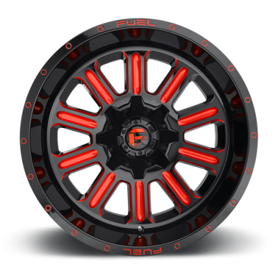 Aluminum Wheels 20X12 Hardline D621 8 On 170 Gloss Black/Candy Red 125.1 Bore -44 Offset Fuel Off Road Wheels