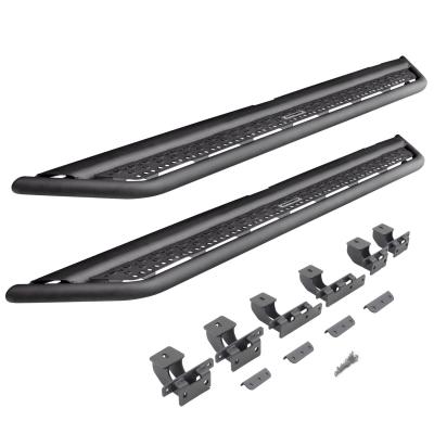 Dominator Xtreme D6 SideSteps With Mounting Bracket Kit Textured Black 2018-2026 Jeep Wrangler Go Rhino