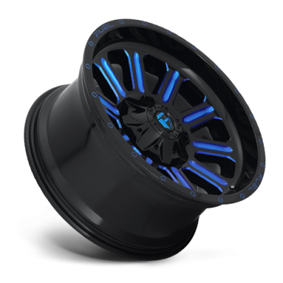 Aluminum Wheels 20X10 Hardline D646 8 On 180 Gloss Black/Candy Blue 124.3 Bore -18 Offset Fuel Off Road Wheels