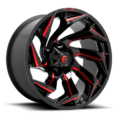 Aluminum Wheels 22X10 Reaction D755 8 On 165.1 Gloss Black Milled Red Tint 125.2 Bore -18 Offset Fuel Off Road Wheels