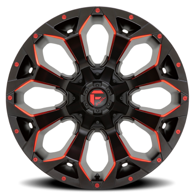 Aluminum Wheels 20X10 Assault D787 8 On 165.1 Matte Black Milled Red Tint 125.1 Bore -18 Offset Fuel Off Road Wheels