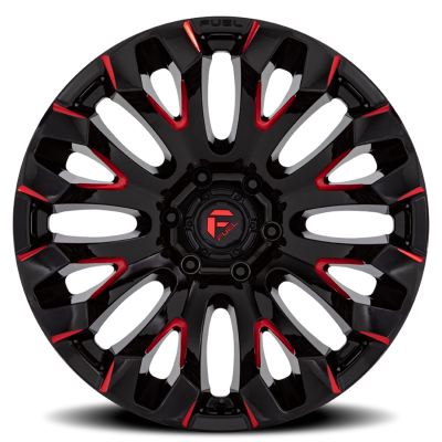 Aluminum Wheels 20X10 Quake D829 5 On 139.7 Gloss Black Milled Red 78.1 Bore -18 Offset Fuel Off Road Wheels